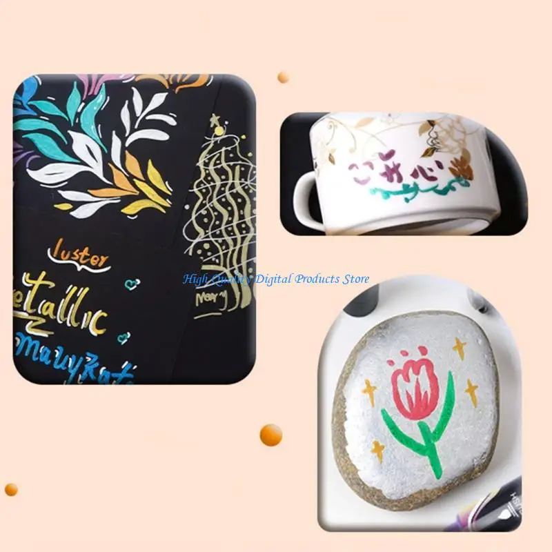 U2JE 12Pcs 더블 팁 아크릴 페인트 펜 모델 색칠을 위한 금속 아크릴 마커