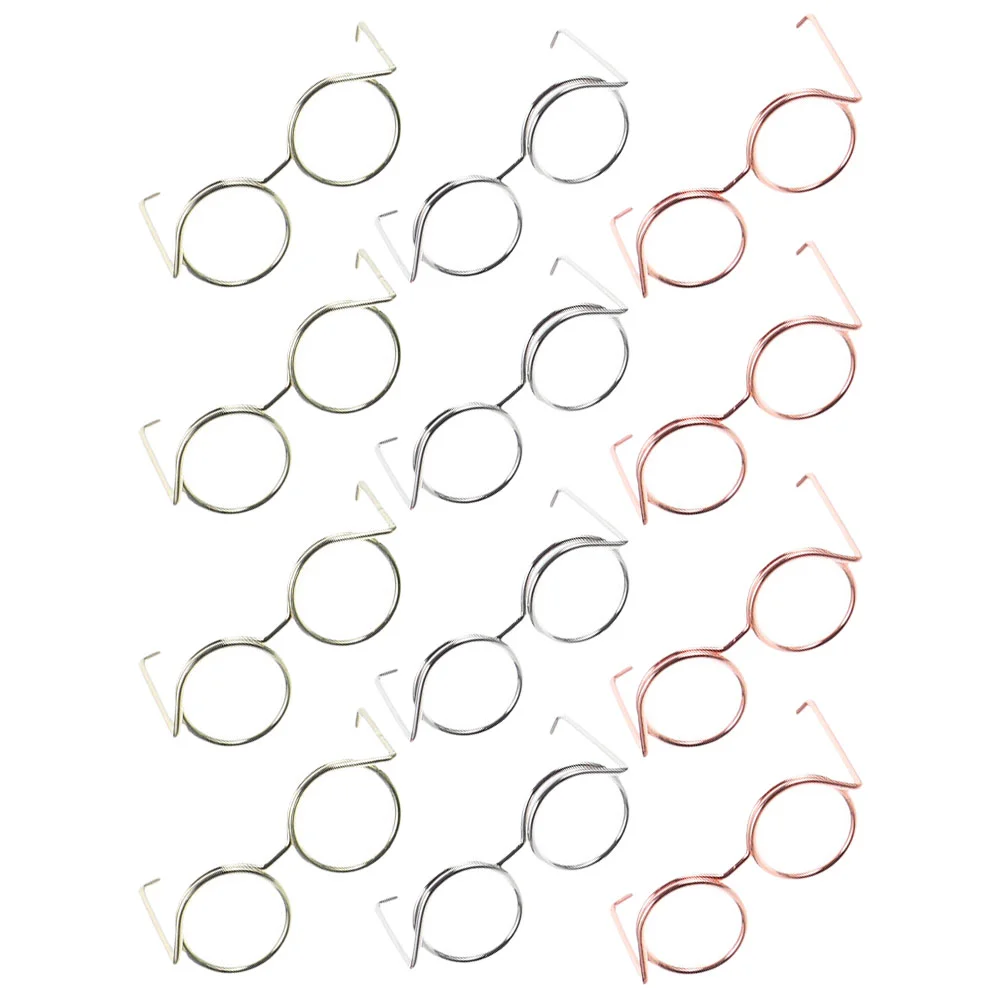 

12 Pcs Glasses Mini for Dolls Sunglasses Bulk Black Accessories Set Gnomes Copper Wire Craft