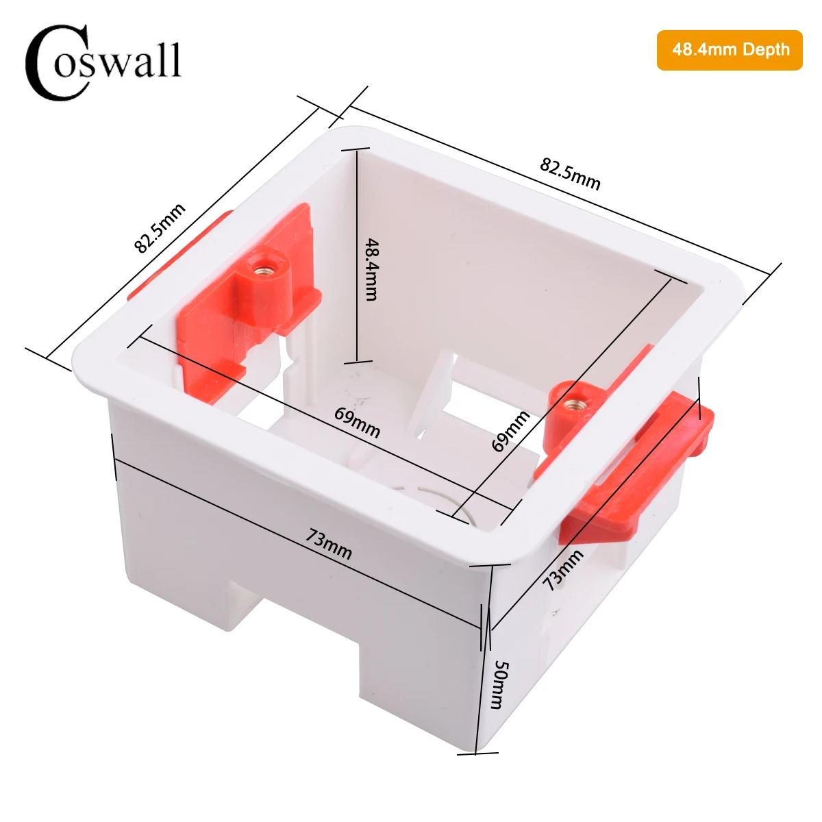 Switch box wall socket box dry lining box 1 Gang PVC Dry Lining Box For Gypsum Board / Drywall / Plasterboad 48.4mm Depth Wall Switch BOX Wall Socket Cassette