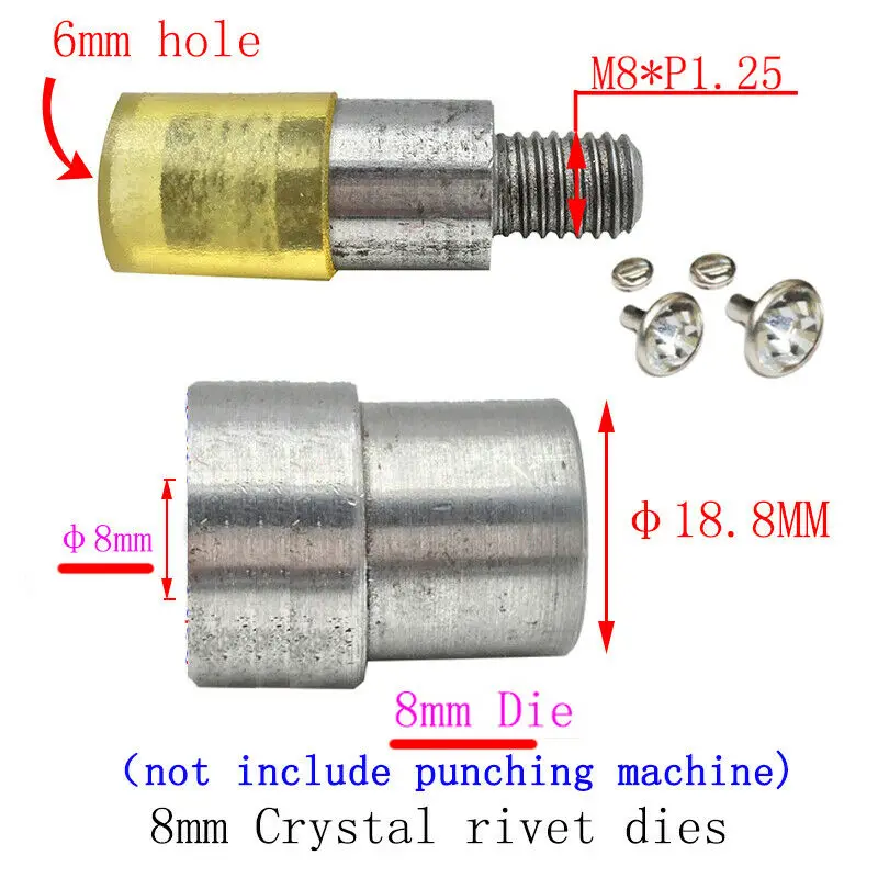 Leather Craft Tool Kit Leather Craft Tools Leather Craft Tool Snap Buttons Tools 1sets 6mm/8mm Crystal Rhinestone Rivets Dies Snap Tools for Manual Punching Machine for 6mm back base