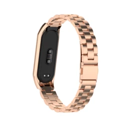 Elegant Stainless Steel Sports Wristband - Metal Strap Bracelet - Mi Band 8 (Rose gold)