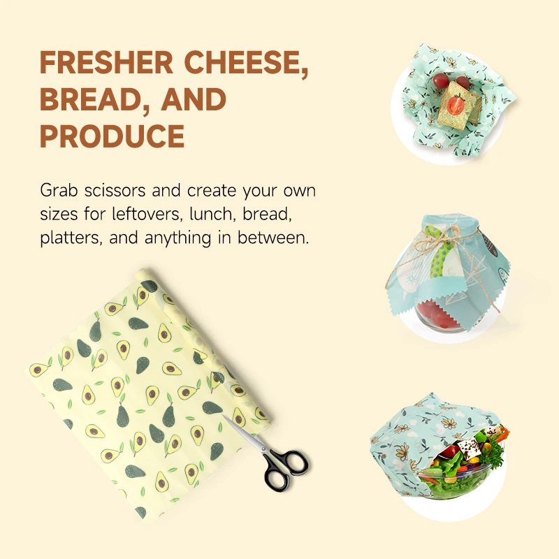 Weedi Reusable Beeswax Food Wraps Orangic Cotton Wrap Fabric, Fresh Keeping Eco Friendly Beeswax Wrap for Food bee's wraps 2