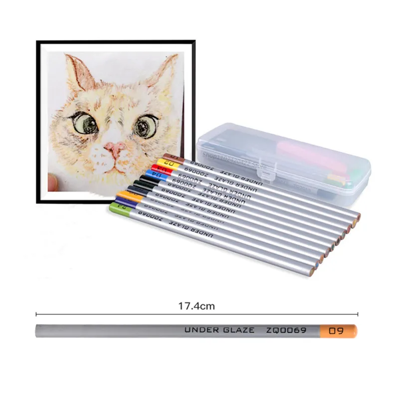Pottery Coloring Tool Underglaze Color Pencil 10 Colors Optional High Temperature Glaze Powder Pen DIY