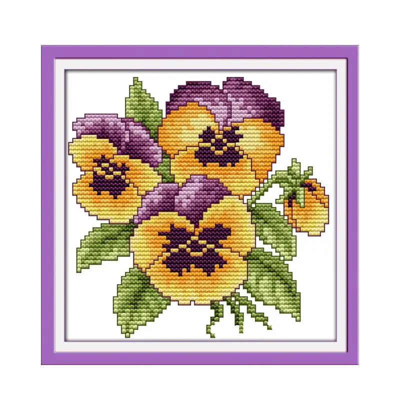 JoySunday Cross Stitch Kit with Small Flower Pattern Aida Cloth 16CT 14CT Print Handicraft Embroidery Set for Starters Home Dec cross stitch kit