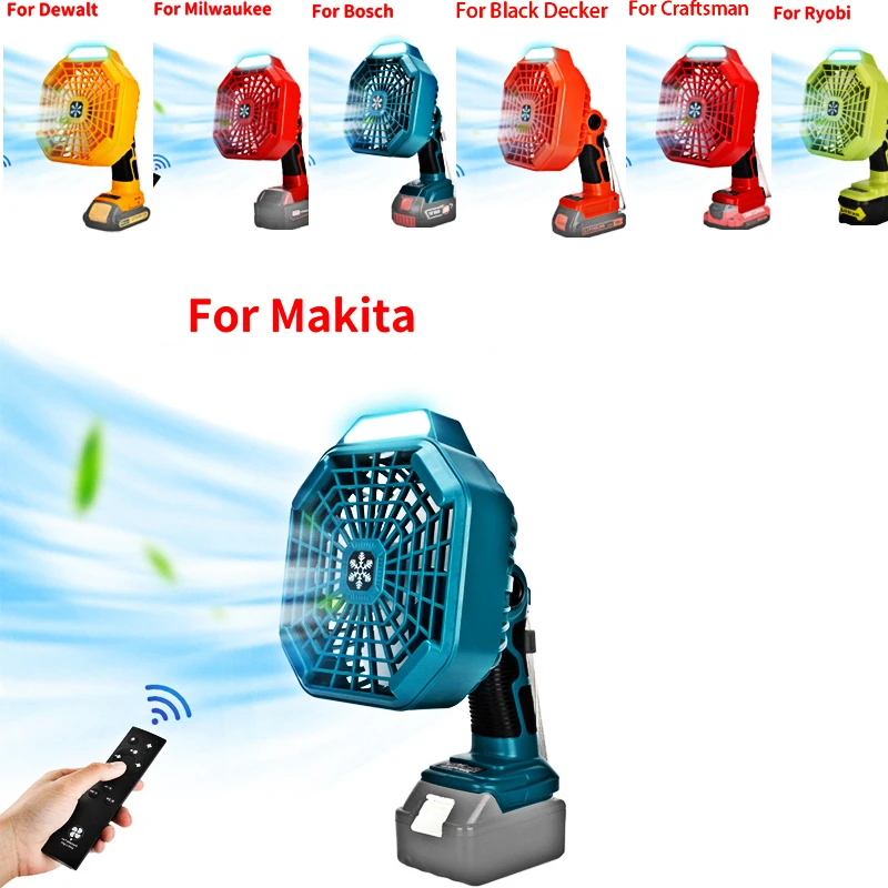 

SALE Portable Fan for Dewalt 18V 20V MAX with Light USB output Compatible with Makita Bosch Milwaukee 18V Lithium Battery
