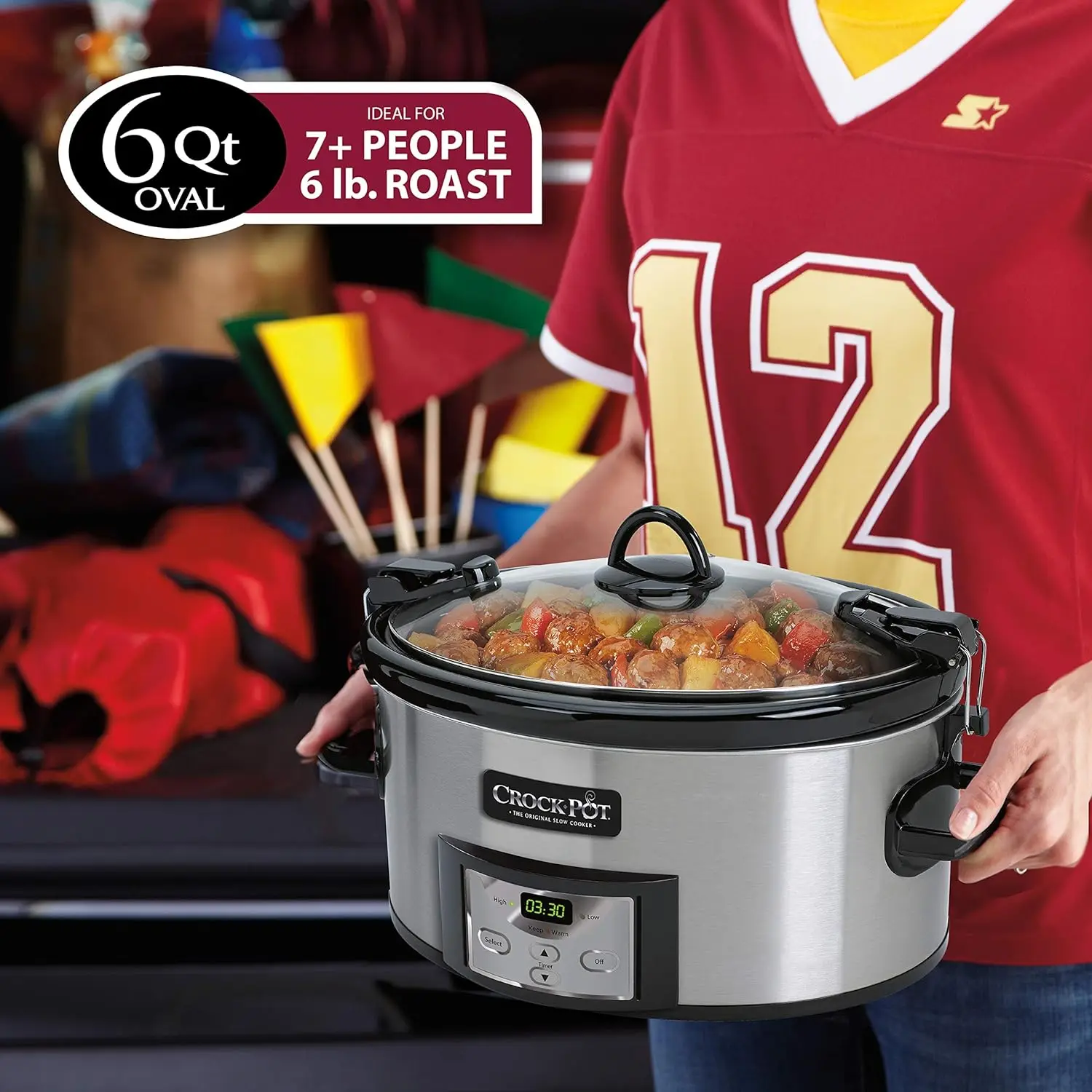 Crock-Pot 6 Quart Programmable Slow Cooker with Timer and Auto Food Warmer  Setting, Stainless Steel - AliExpress