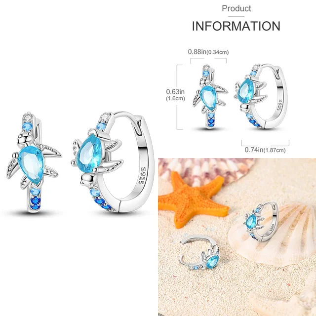 925 Silver Star Round Hoop Earrings Colorful Zirconia Sterling Geometry Circle Four Leaf Clover Earrings for Women Jewelry Gift