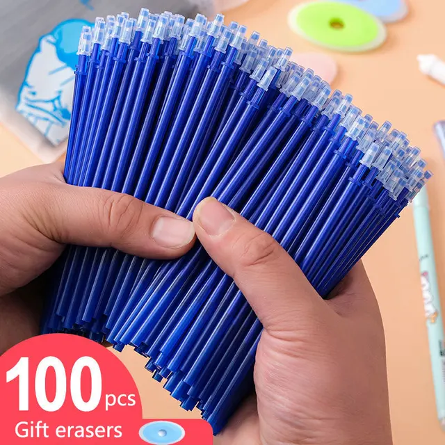 100 pz/lotto cancellabile penna Gel ricariche blu 0.5mm gel-inchiostro asta lavabile maniglia scrittura forniture scuola di cancelleria per penne Gel 1