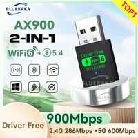 2IN1 900Mbps WiFi6 Bluetooth 5.4 USB Adapter Dual Band