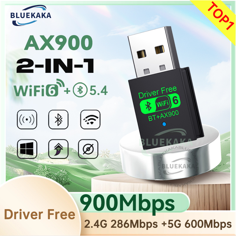  2IN1 900Mbps USB Adapter Bluetooth5.4 Dongle Adaptador Dual Band WiFi6 For PC Laptop Wireless Speaker Audio Receiver Transmitter 