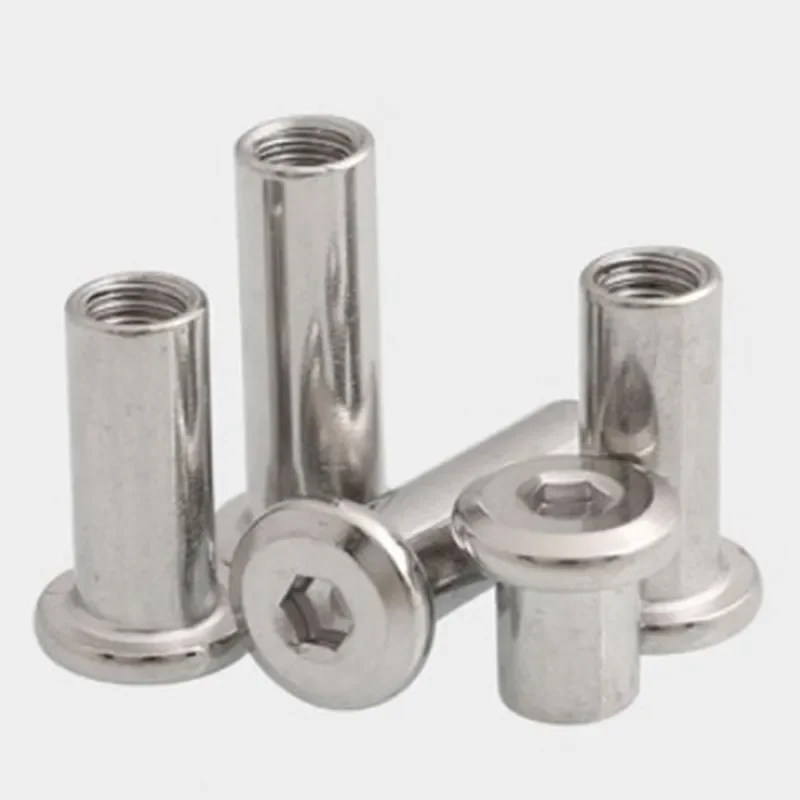 5-10pcs M3 M4 M5 m6 m8 304 Stainless Steel Large Flat Hex socket Furniture Rivet nut Connector Insert Joint Sleeve Cap Nut screw