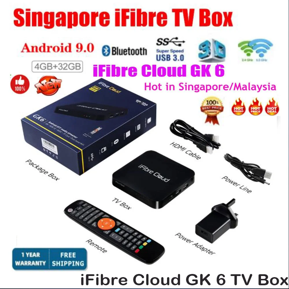 [Genuine]2022 Starhub Box Singapore Ifiber Cloud Gk6 4Gb 32Gb Android Tv Box Amlogic S905X3 Bluetooth 5.1 Dual Wifi Hot In Sg My