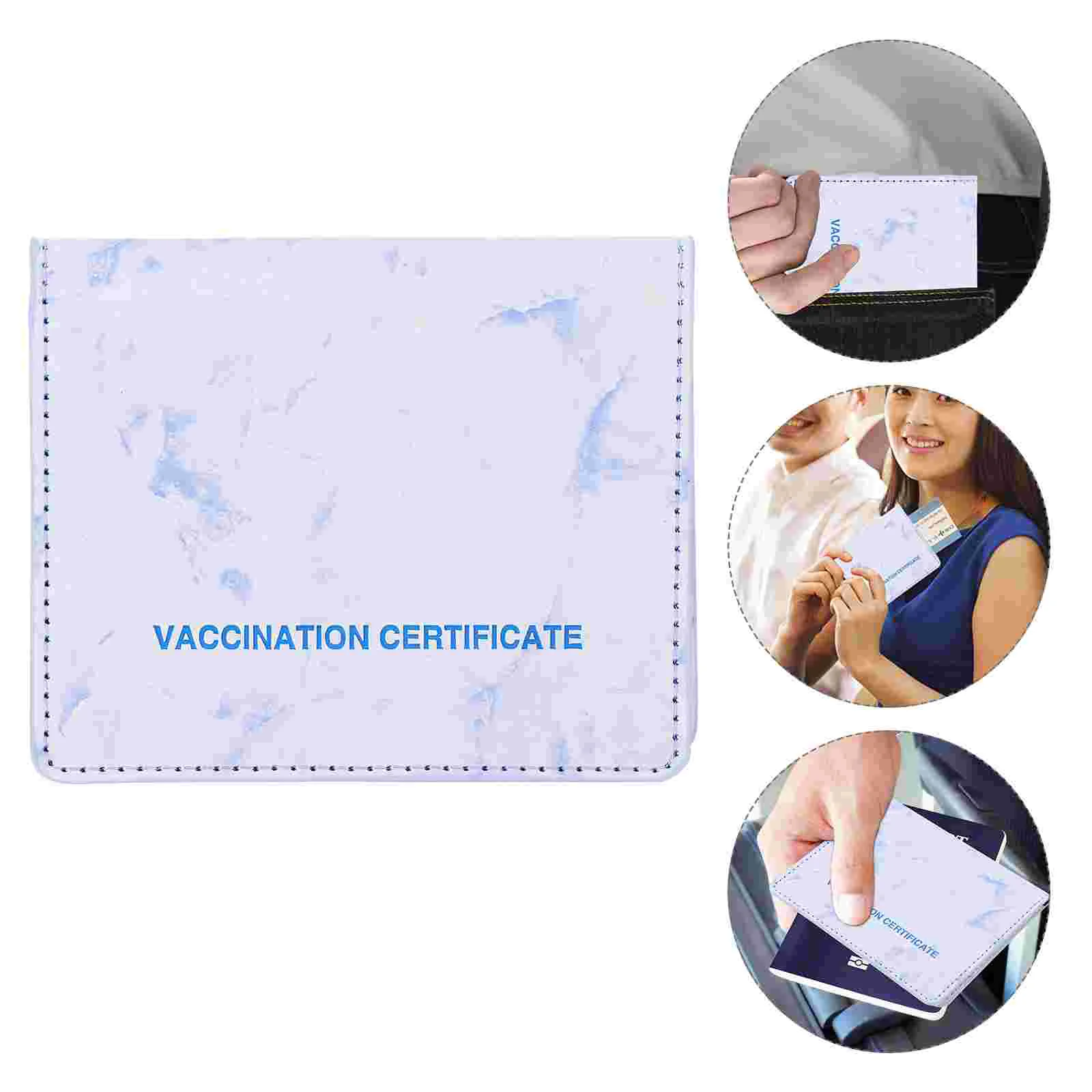 

Card Holder Travel Document Organizer Passport Cover Name Marble PU Protective Immunization Cards and Women