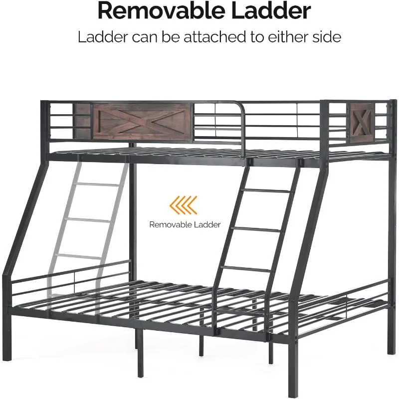 Double Bed, Full Size, 2 Storage Drawers/flat Steps/inclined Ladders, Heavy Duty Metal Plate Support, No Box Spring Required 5