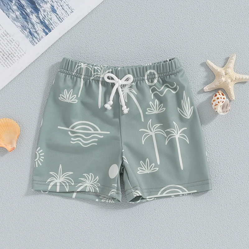 Lioraitiin Toddler Boys Swim Trunks Shell Print Elastic Waist Swim Shorts Little Boys Bathing Suit Swimsuit Toddler Boy Swimwear