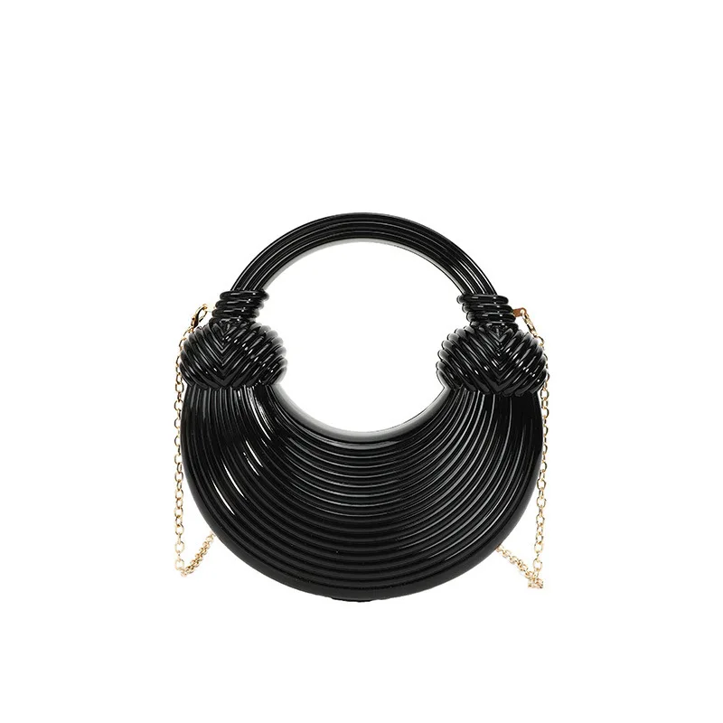 Women Fashion Acrylic Shoudler Bag Gold Silver Box Shape Handbag Women Chain Crossbody Bag High Quality Dinner