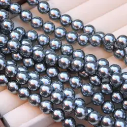 Elegant White & Pink Round Imitation Pearl Beads for DIY Jewelry - 15 Strand (Black)