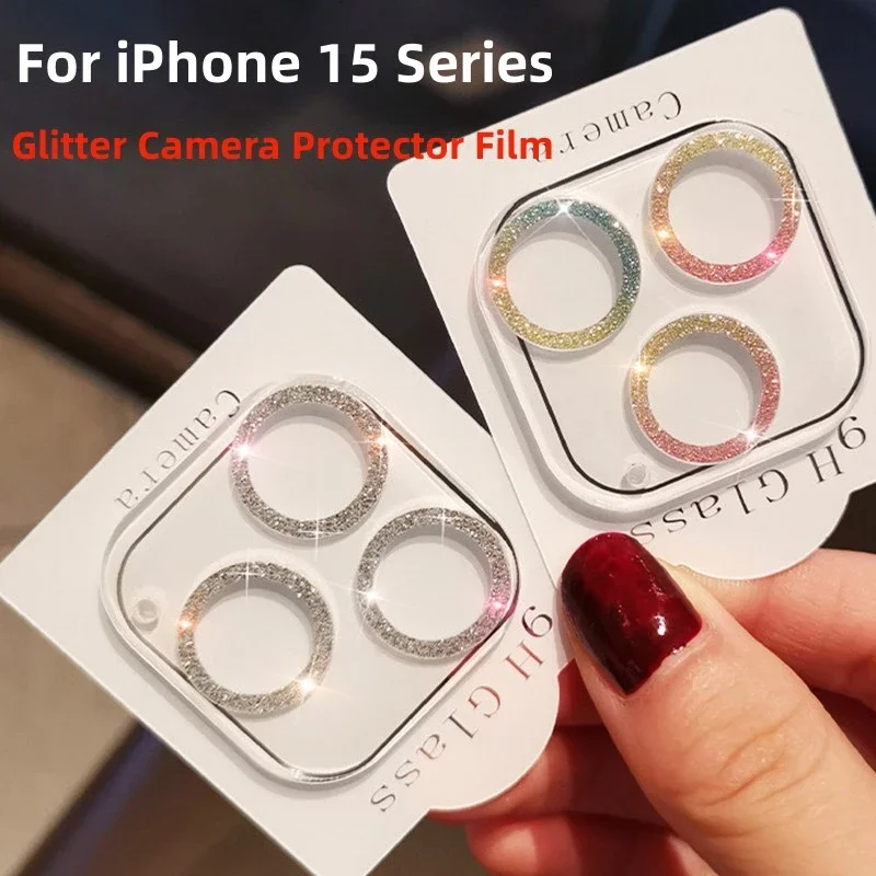 Per Iphone 15 Pro Max Glitter Camera Protector Film Camera Lens Ring Case Glass Per Iphone 15 Plus 15Pro Max 13 14 15 Pro Glass