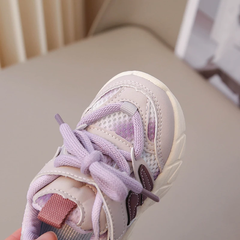 Baskets pour enfants en maille marron respirantes et légères pour garçons et filles, chaussures de tennis tendance antidérapantes et souples pour enfants et bébés_voghion.com