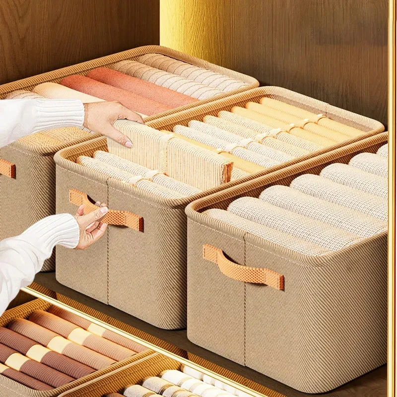 

Folding Storage Box for Pants Clothing Dormitory Home Wardrobe Thick Steel Ring Large Toy and Sundry Storage Box To Save Space