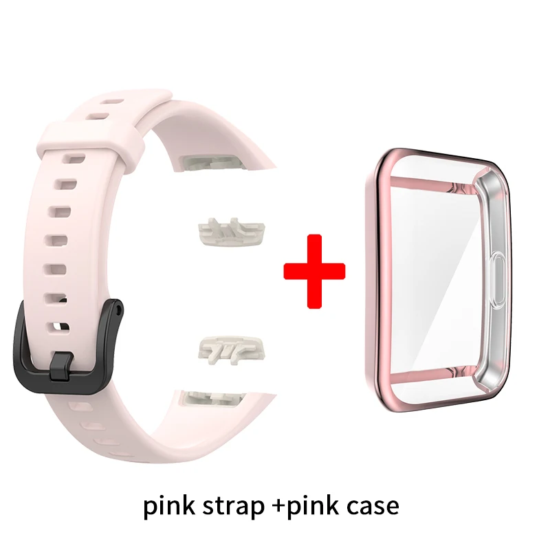 Premium Silicone Strap with TPU Full Screen Protector Case for Fitness Tracker Bracelet