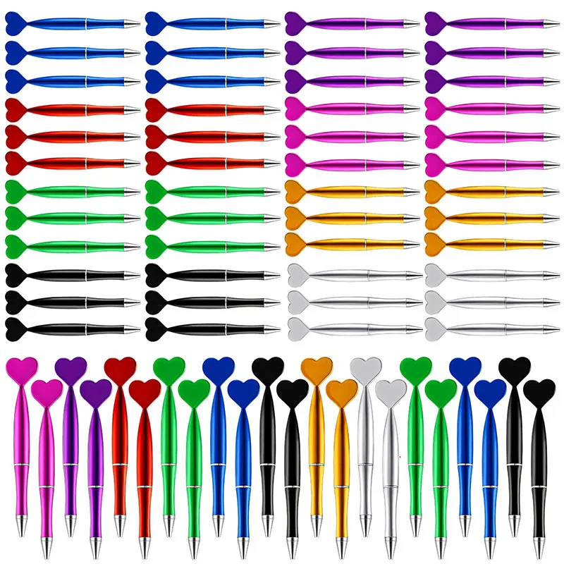 

80Pcs Valentine's Day Heart Shaped Pens Multi Colors Heart Ballpoint Pens Black Ink Decorative Cute Pens Office Pens for Women