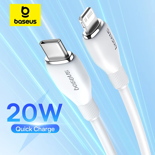 Baseus TPE كابل 20 واط USB C لهاتف IPhone 14 13 12 11 Pro Max XS سريع من النوع C إلى سلك تاريخ الإضاءة لجهاز iPad Macbook