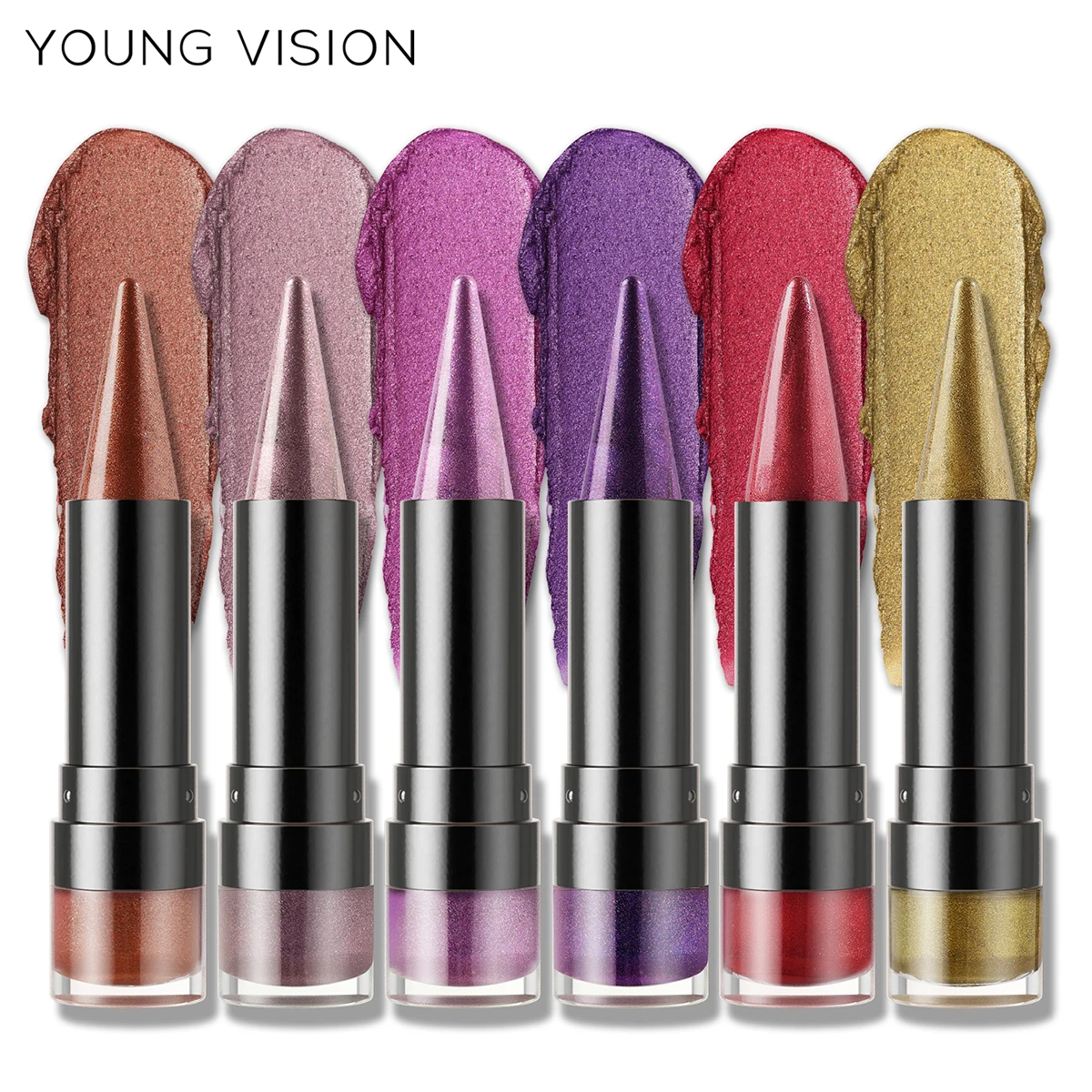 Six-Shade Matte Pearl Shimmer Dual-Effect Lipstick Waterproof Non-Transfer Lipstick Cosmetics YOUNG VISION