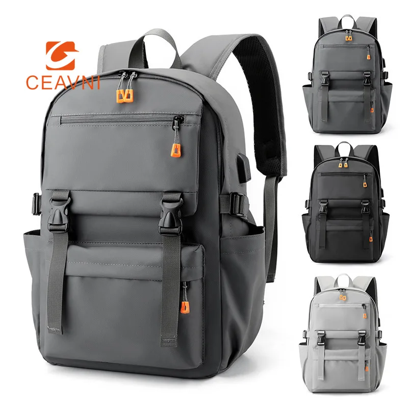

CEAVNI New Men's Business Laptop Bag Solid Color Trend Backpack Multifunctional Travel Backpack College Student's School Bag