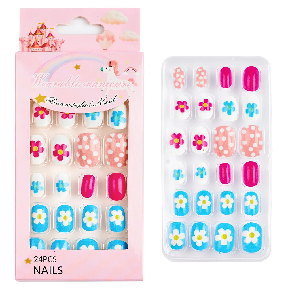 Kids Press On Nails, 96pcs Girls Short Fake Nails Pre Glue Full Cover  Children False Nails Tips Cute Heart Pattern Acrylic Nails For Girls Kids  Nail S | Fruugo KR