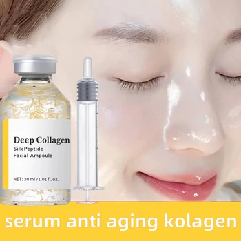 Siero Viso Anti-Età con Collagene e Peptidi di Seta, Rassodante e Liftante, Migliora l'Elasticità, Attenua Linee Sottili e Rughe