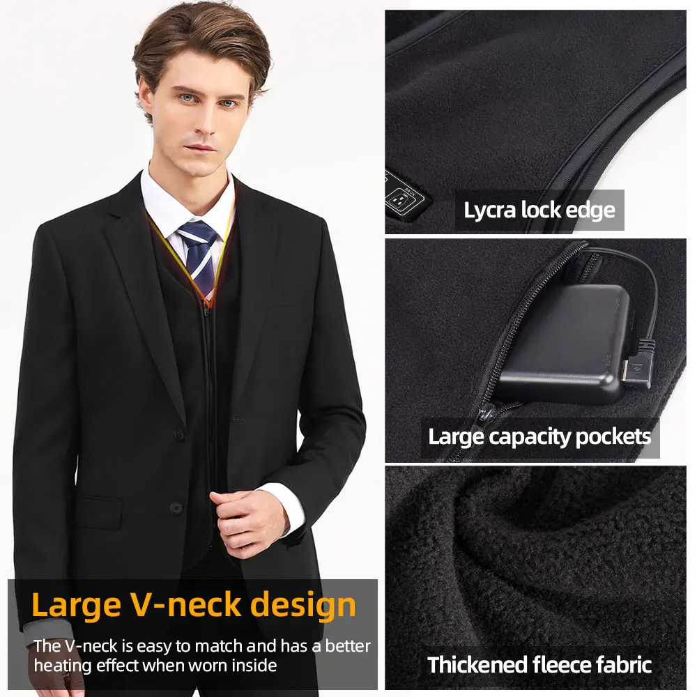 Heated Rechargeable Fleece Vest - Unisex Thermal Outdoor Wear