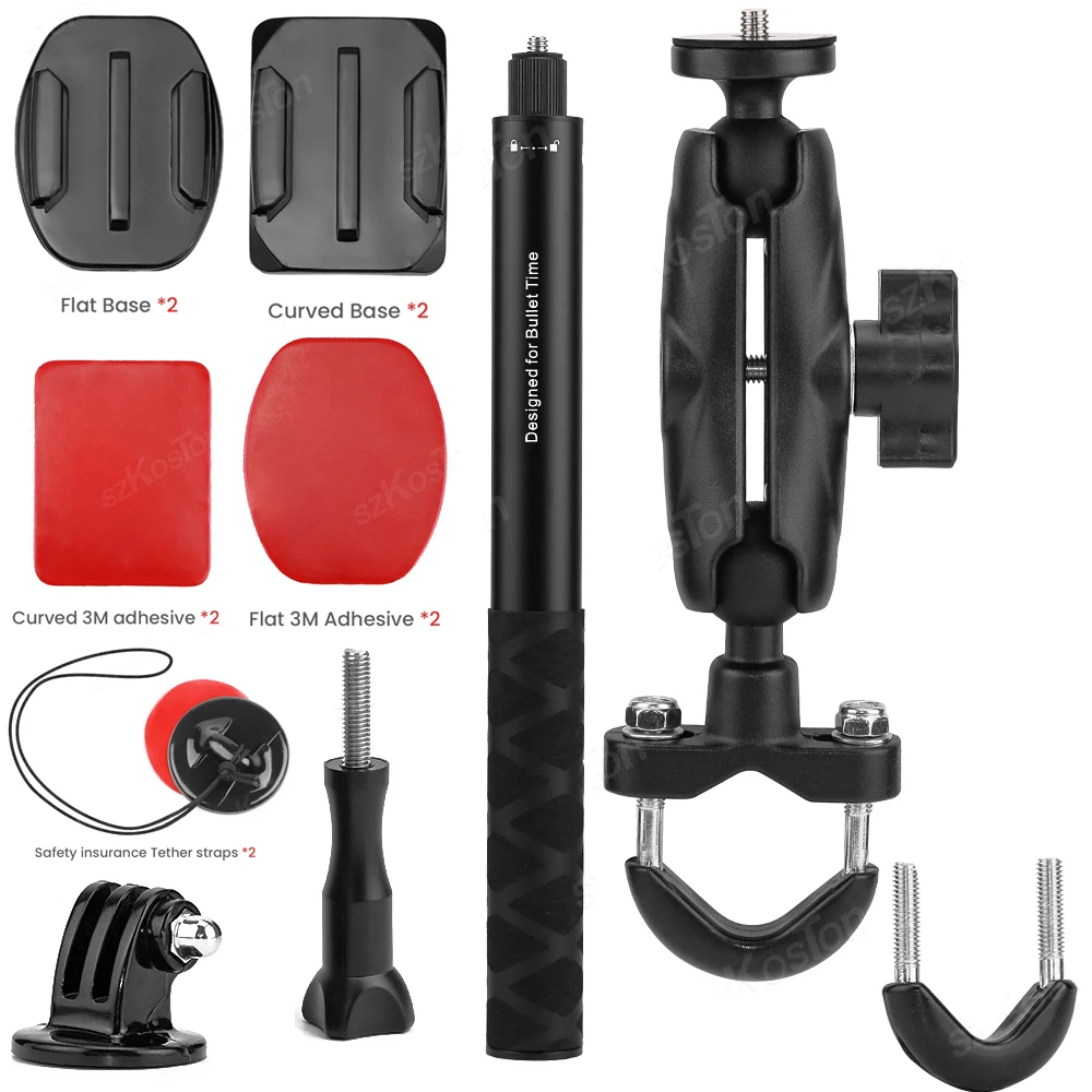 

Велосипедный мотоцикл панорамная селфи палка монопод крепление на руль кронштейн для Insta360 One X2 X3 GoPro 12 11 10 SJCAM аксессуар