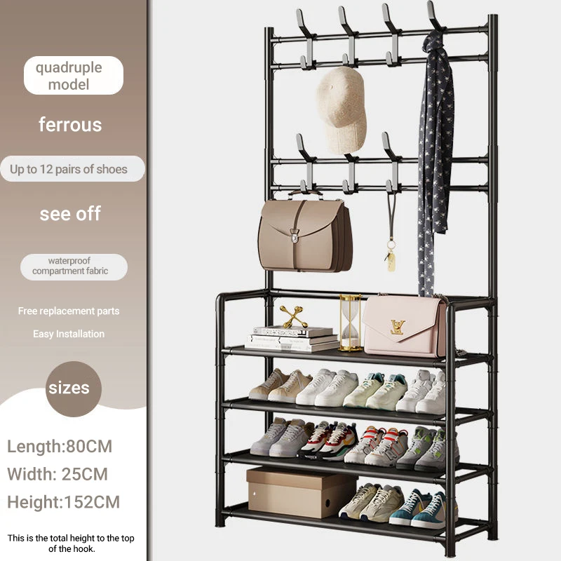 

Living Room Clothes Rack Simple Assembly Multi-tier Shoe Organiser Scandinavian Hat Storage Space Saving Large Capacity Cabinet
