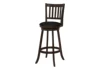 Bar Stool, Set Of 2, Swivel, Bar Height, Brown Wood, Black Leather Look, Transitional 1