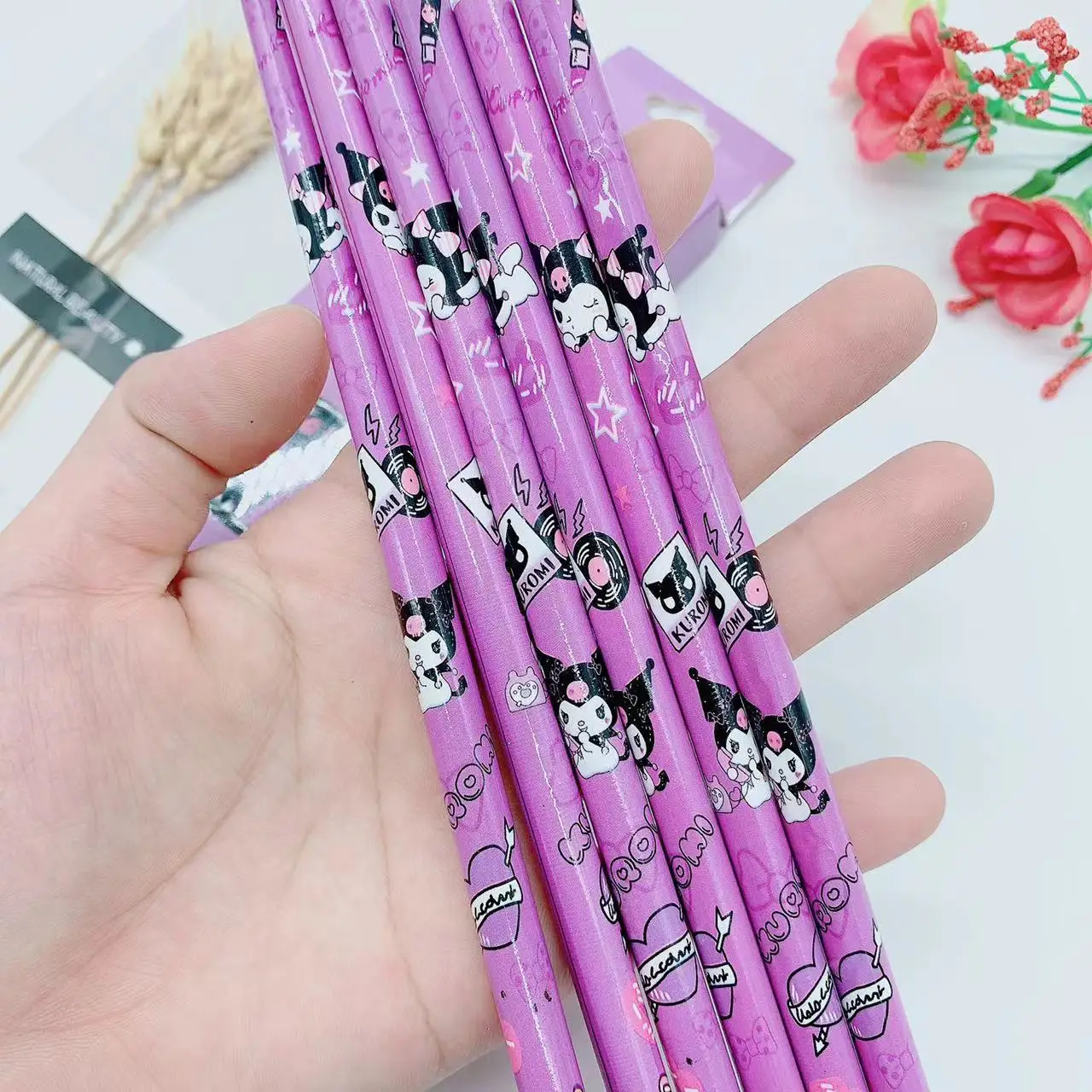 12Pcs/Box Sanrio Pencil Melody Kuromi Cinnamoroll HB Black Write Draw Pencils Primary Students Stationery writing stationery,drawing pencils