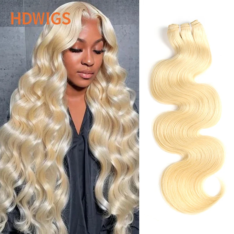 

Body Wave Raw Virgin Human Hair Bundles HDWIGS Unproccessed Blonde One Donor Human Hair Weft Bleached Hair Weave Double Drawn