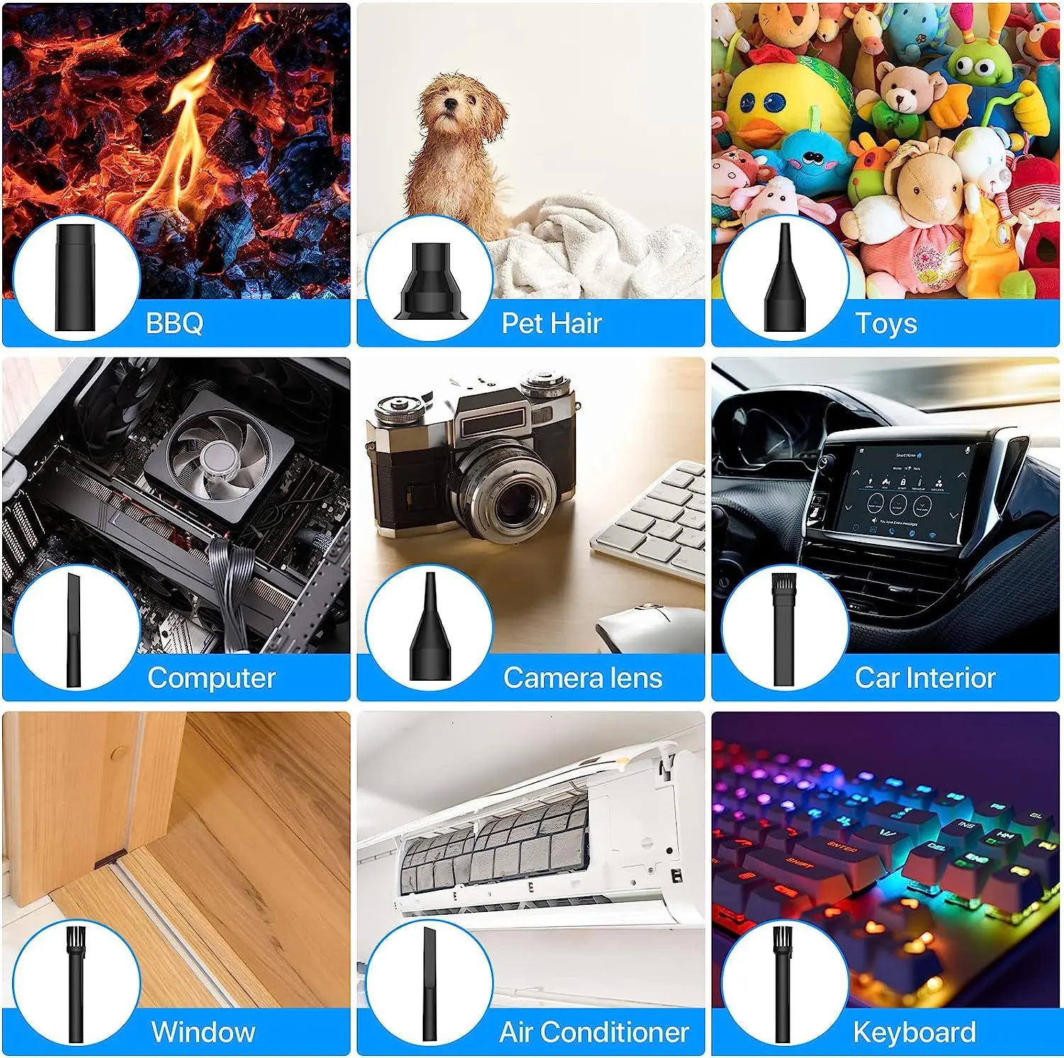Portátil sem Escova de ar Comprimido Espanador em Air Blower Aspirador Ventilador sem Fio para Teclado Mesa do Computador - Imagem 4