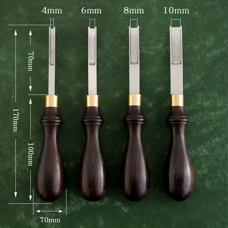 가죽 공예 Skiver French Edger Skiving Machine CuttingTool 날카로운 베벨 4/6/8/10mm 폭 트리머 (광택 흑단 손잡이 포함)