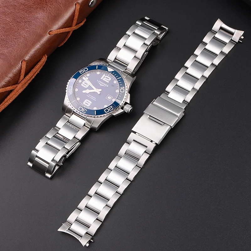 

21mm Curved End Stainless steel Watch Band for Longines master Conquest Series L3.642.4 L3.781.4 watch Accessories Straps