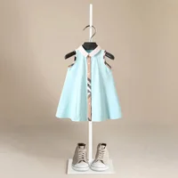 Robe chemise à simple boutonnage pour filles, vêtements pour enfants, jupe une pièce, coton, rose, carreaux, mode d'été, bébé, 3 à 10 ans 3