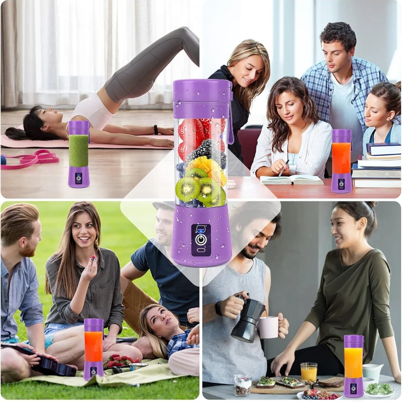 блендер ortable Blender Mini Juice Blender USB Rchargeable Juicer Cup with Six Blades in 3D Blender Home/Office/Outdoors1800AH 4