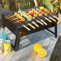 Portable BBQ Charcoal Grill Stainless Steel Small Mini BBQ Tool Kit Outdoor Cooking Camping Picnic Beach Portable BBQ 2