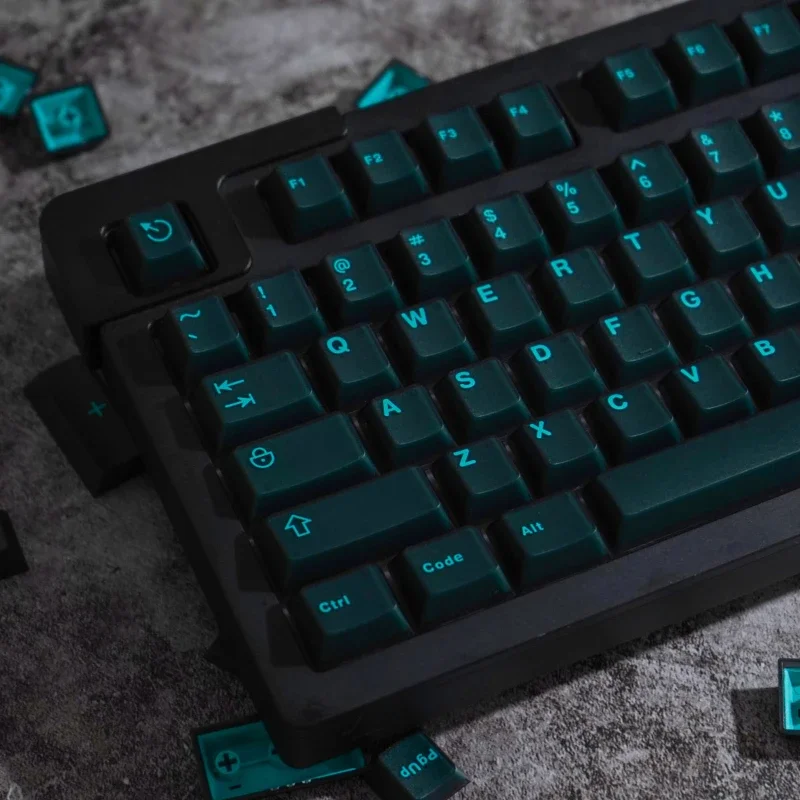 Echome-dark Jade Tema Keycap Grupo Abs Dupla Camada Translúcido Ciano Cereja Perfil Keycap para Teclado Mecânico - Imagem 3