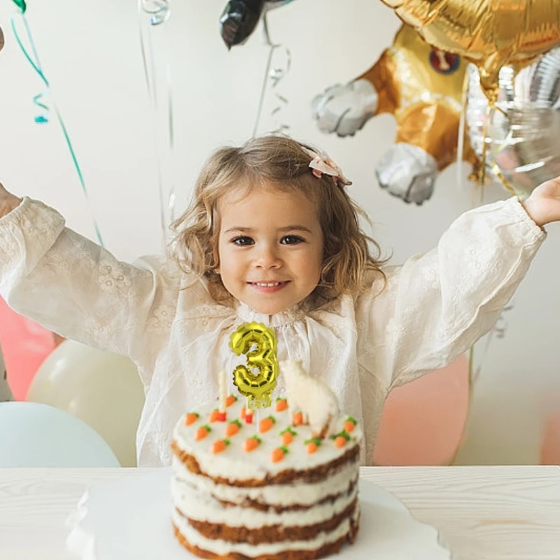 5Inch Gold Foil Balloons Number 0-9 for Cake Decorations Mini Cupcake Topper Wedding Birthday Party Supplies Baby Shower