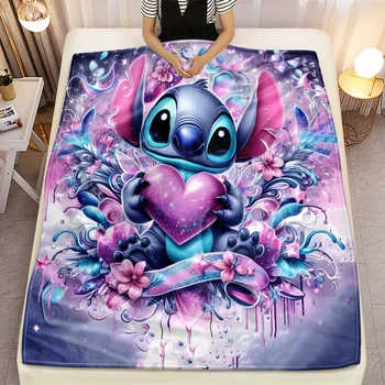 Lilo & Stitch, Stitch Printed Sofa Soft Warm Flannel Throw Blanket.Office,Camping,Picnic,Outdoors,Nap Cape,Bedroom Blankets.