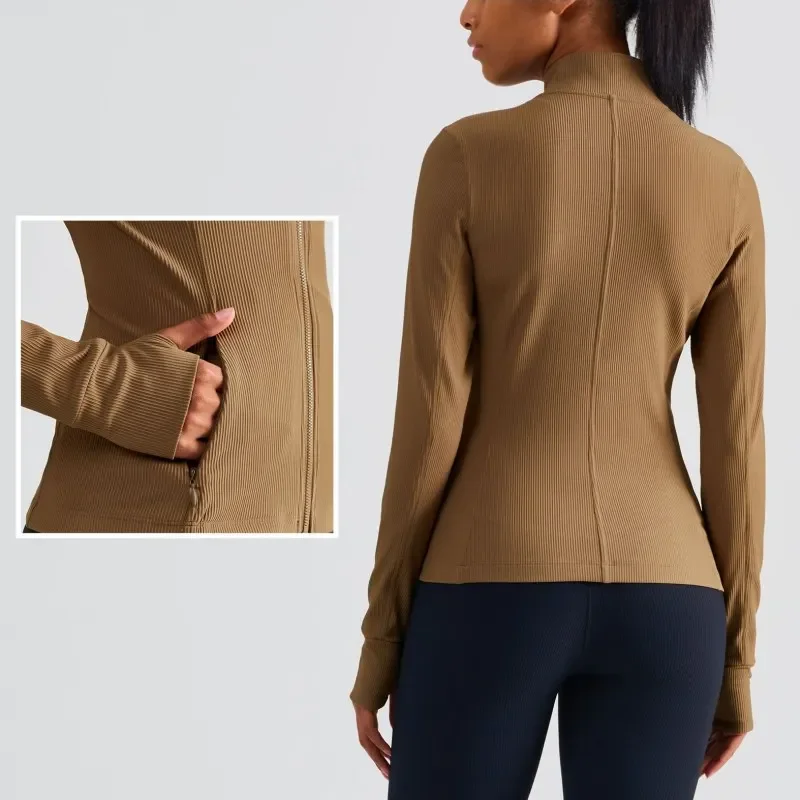 New Horse Riding Equipment Zipper Pocket Sports Top Women's One Piece Finger Waist Stand Collar Fashion Wind Tight Female 5
