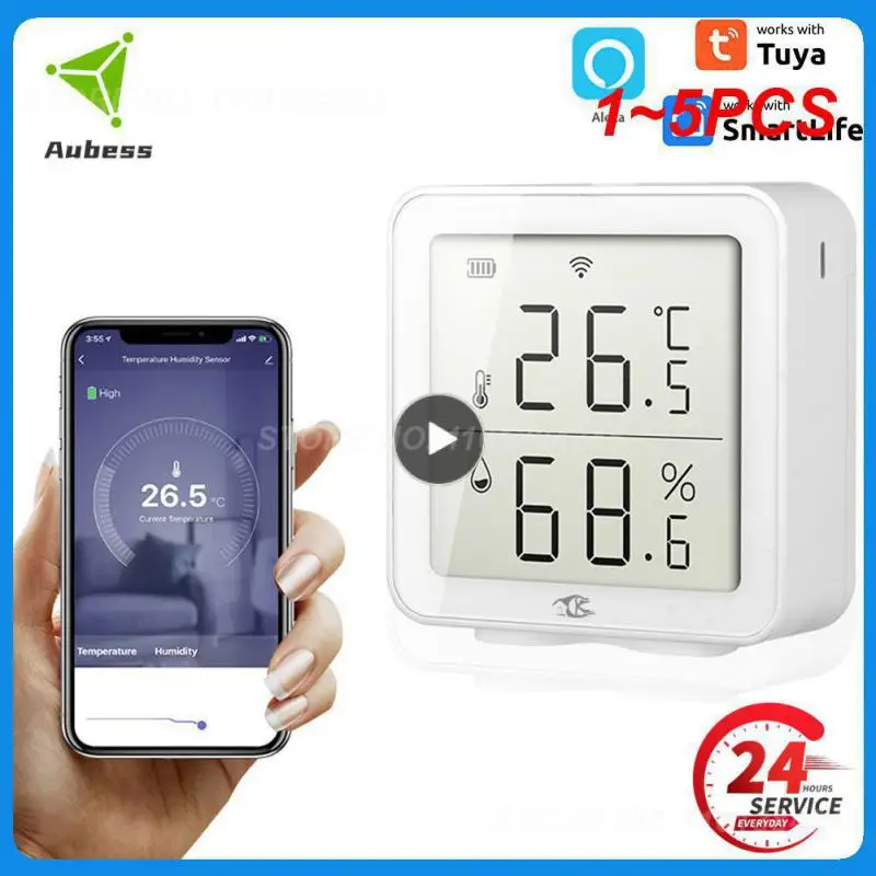 

1~5PCS Tuya WIFI Temperature And Humidity Sensor Indoor Hygrometer Thermometer With LCD Display Support Alexa Assistant