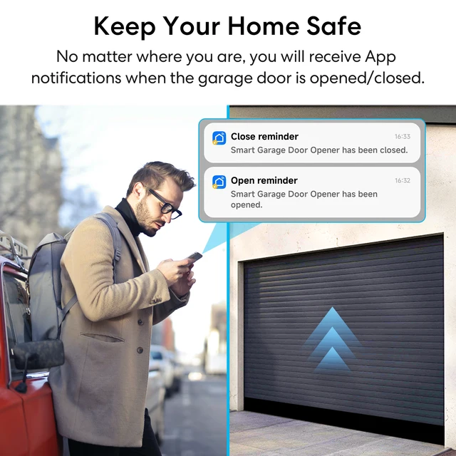 QCSMART Tuya Garage Door Opener Controller System Relay Module Smart Life App Remote Control Timer Work Google Assistant Alexa 4