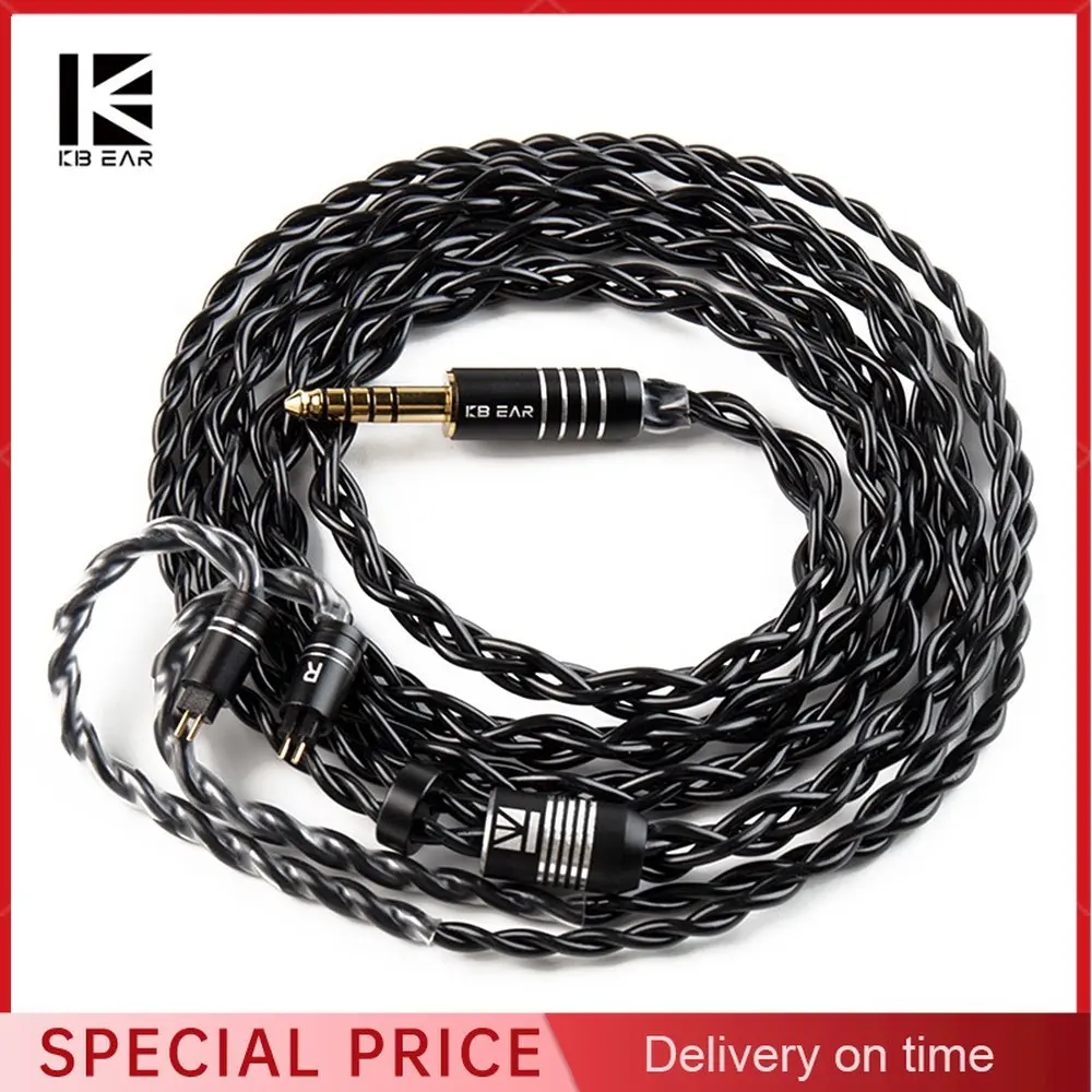 

KBEAR Black Blade Earphone Cable 4 Core Furukawa C2200 Brass Alloy Earbuds Cable 2.5/3.5/4.4mm With 0.78mm/MMCX Connector Line